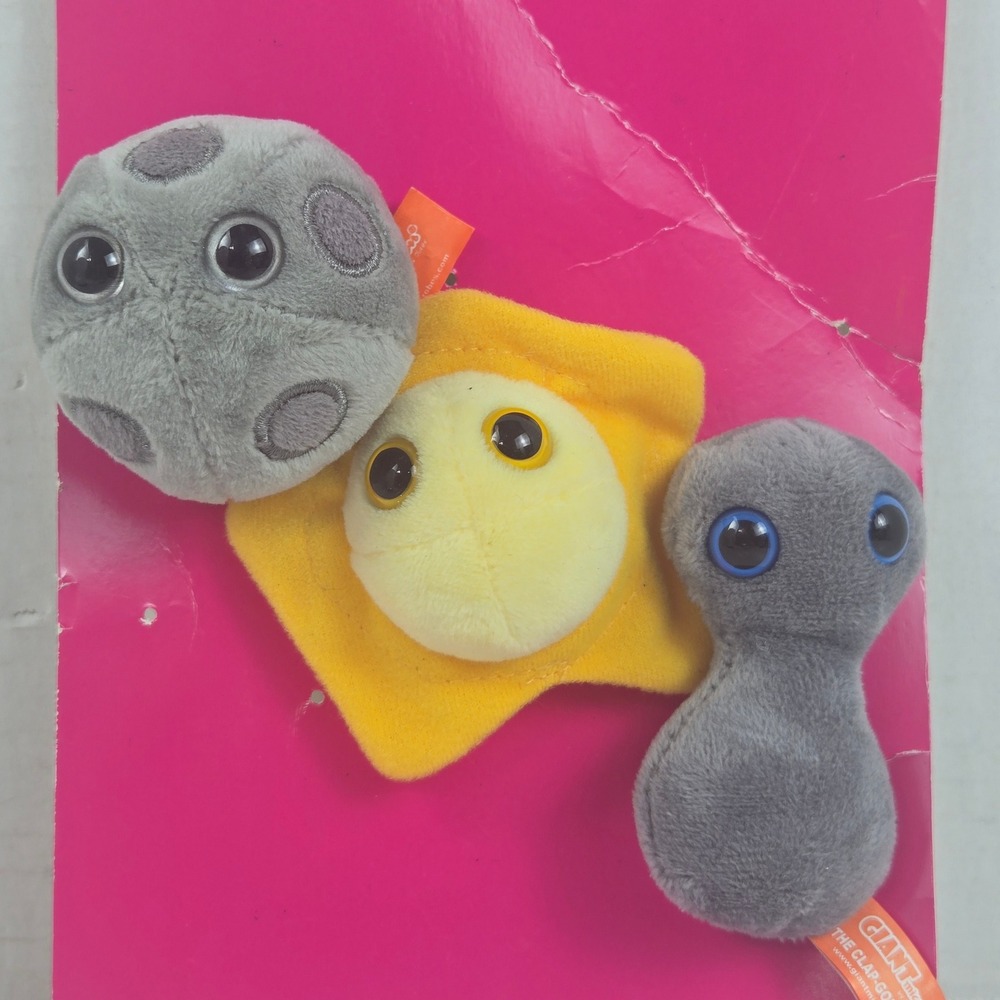 Giant Microbes Mini Plush Set HPV Herpes Gonorrhea Gray Yellow Science Toys NWOT
